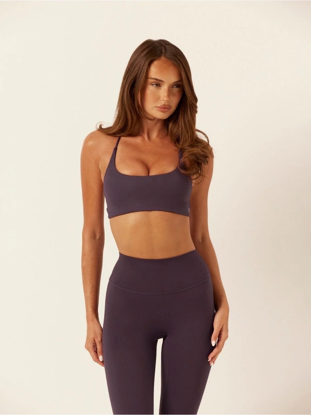 CSB Serenity Lexi Support Crop Active Gym Sports Bra Plum
